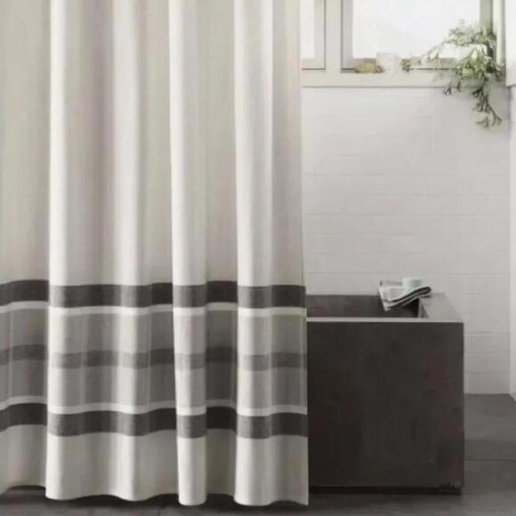 Engineered Plaid Shower Curtain Cotton Farmhouse Gray | Project 62 - Picture 1 of 8